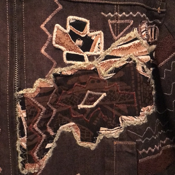 🧵 Brown Patchwork Blazer - Picture 3 of 4